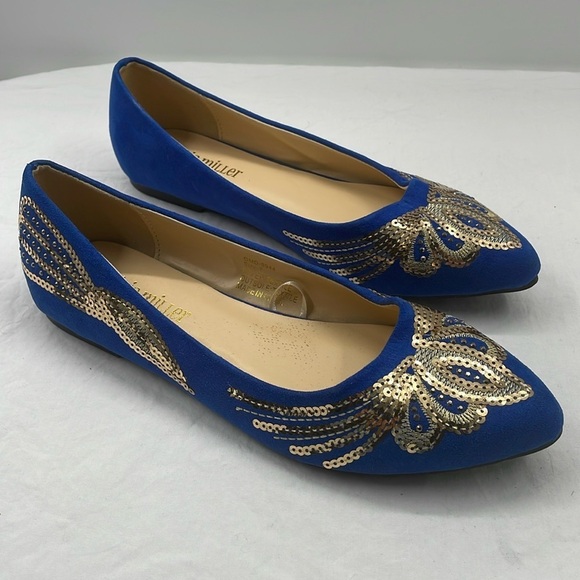 NWOB. Olivia Miller 7 Glitter Sequined Flats. - Picture 1 of 9